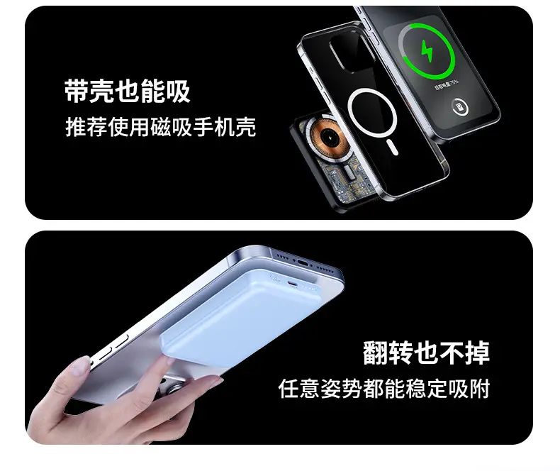 Cross-border MagSafe transparent magnetic charging treasure wireless fast charging 20000 mA mobile power bracket mini set — feature 15
