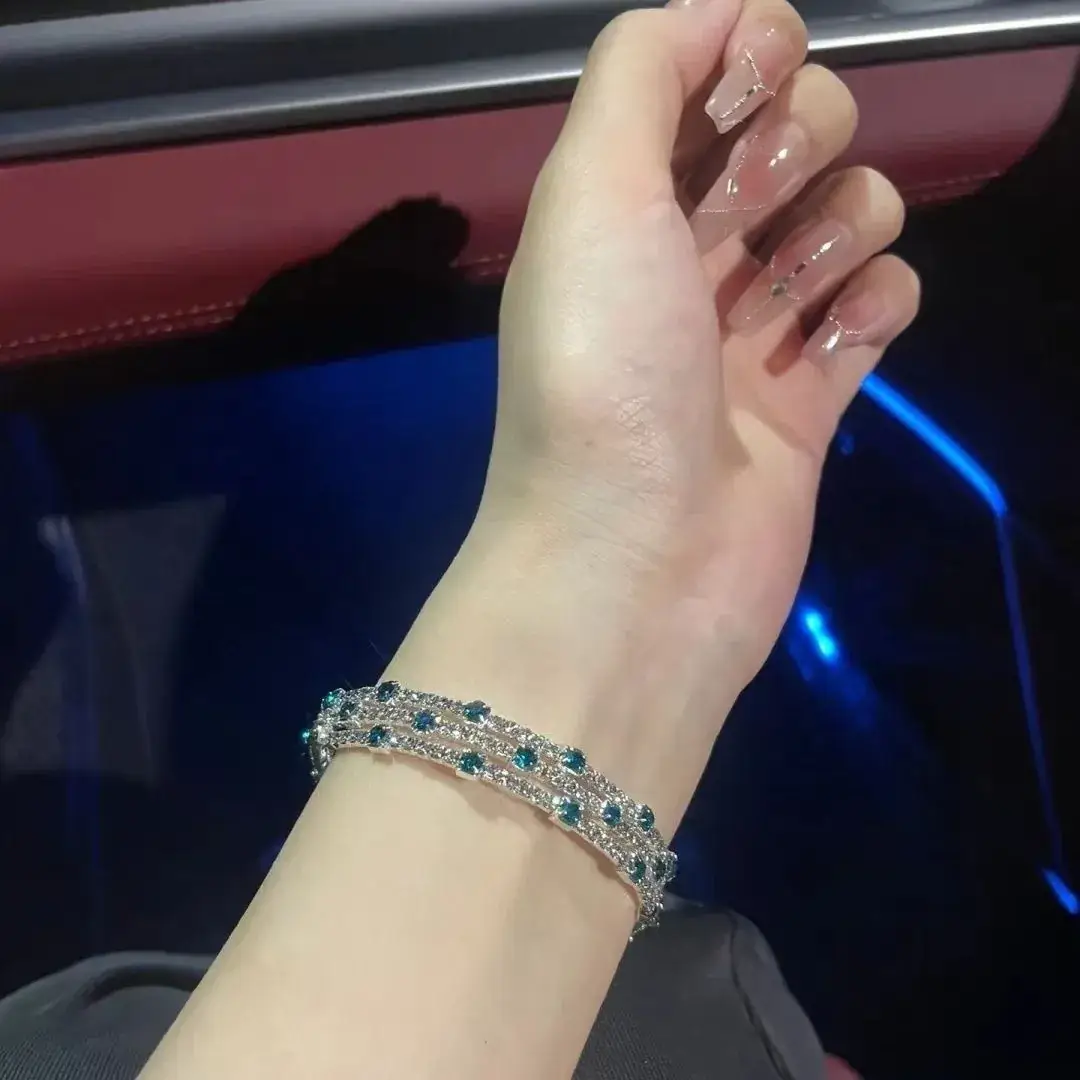 Super Flash Korean Zircon Bracelet for Girls Niche All-match Full Diamond Bracelet Stacked Style - Image 11
