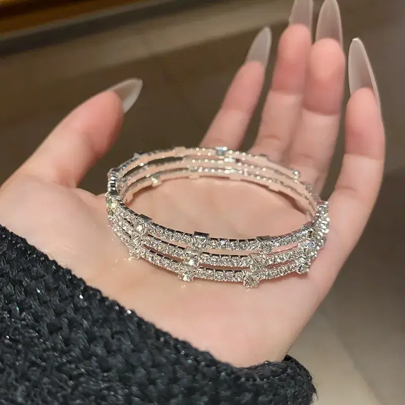 Super Flash Korean Zircon Bracelet for Girls Niche All-match Full Diamond Bracelet Stacked Style - Image 13