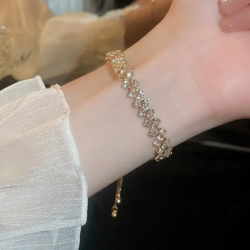 Super Flash Korean Zircon Bracelet for Girls Niche All-match Full Diamond Bracelet Stacked Style - Image 16