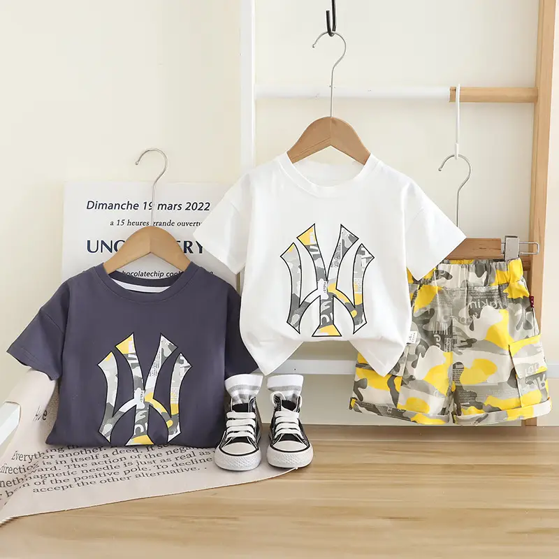 Boys 2025 Casual T-Shirt Camo Shorts Set - Image 3