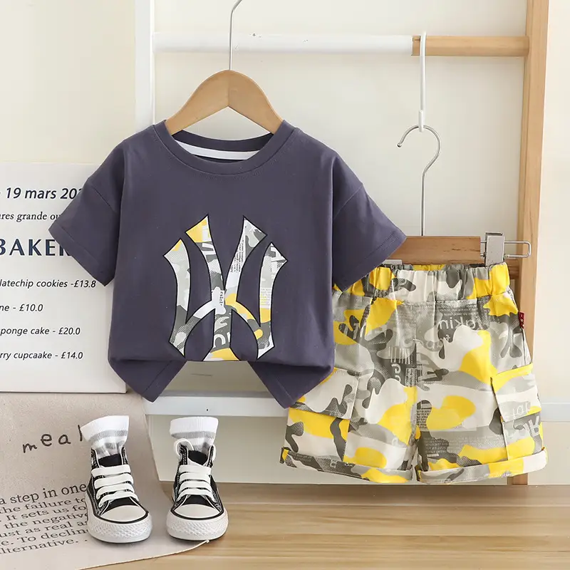 Boys 2025 Casual T-Shirt Camo Shorts Set - Image 2