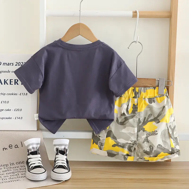 Boys 2025 Casual T-Shirt Camo Shorts Set - Image 4
