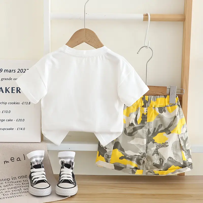 Boys 2025 Casual T-Shirt Camo Shorts Set - Image 5