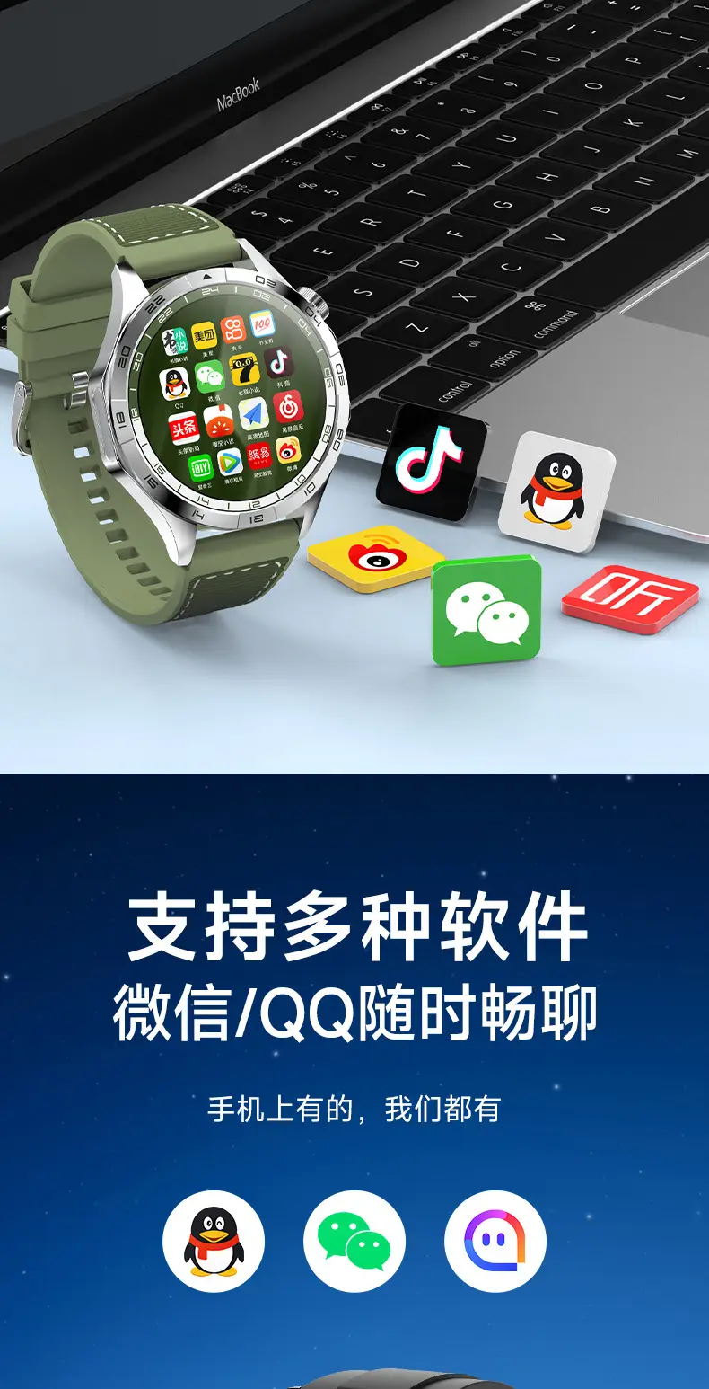 King Heart Rate Blood Oxygen Phone Watch Green Strap — feature 11