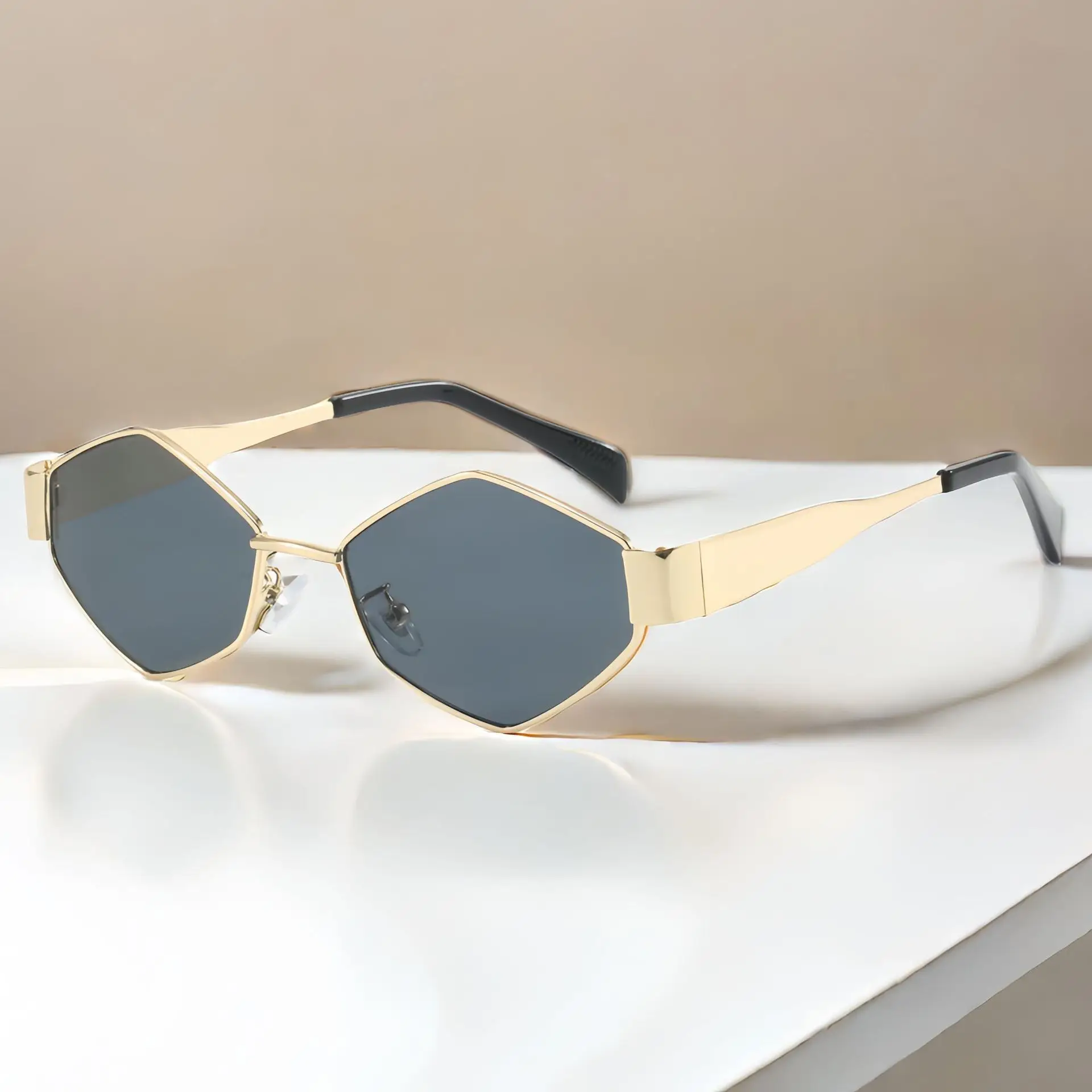 Diamond Metal Sunglasses Ladies Green Photo Concave 2024