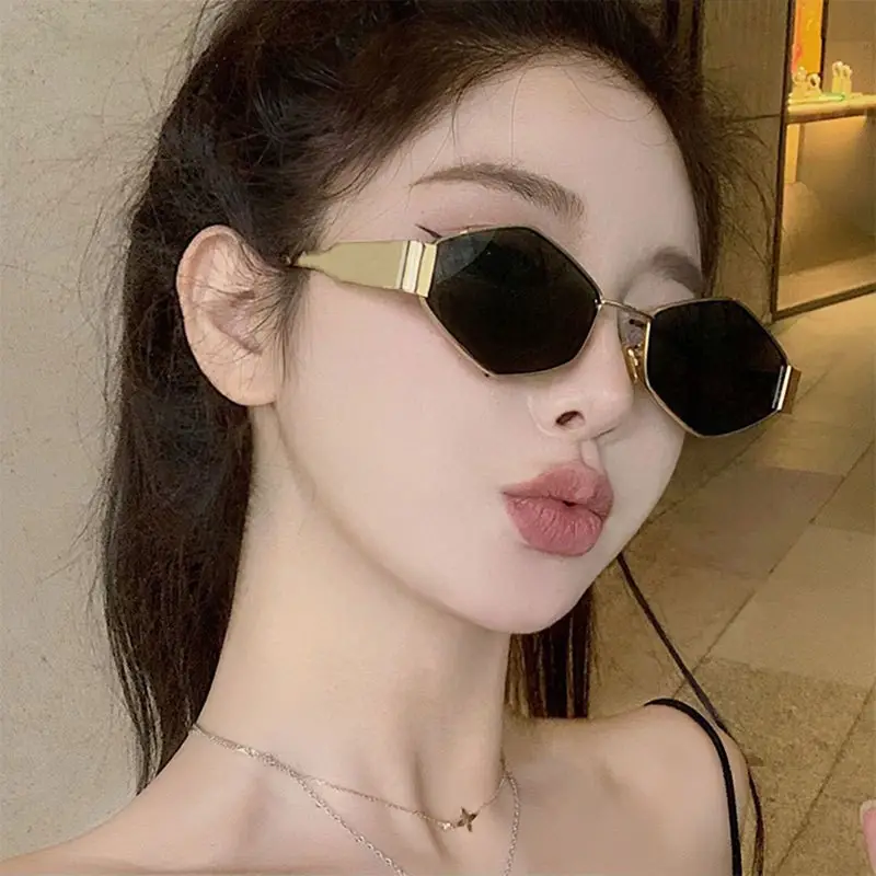 Diamond Metal Sunglasses Ladies Green Photo Concave 2024 — feature 4