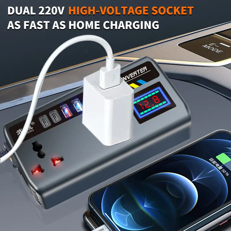 Universal 12-24V Car Inverter with 220V Load