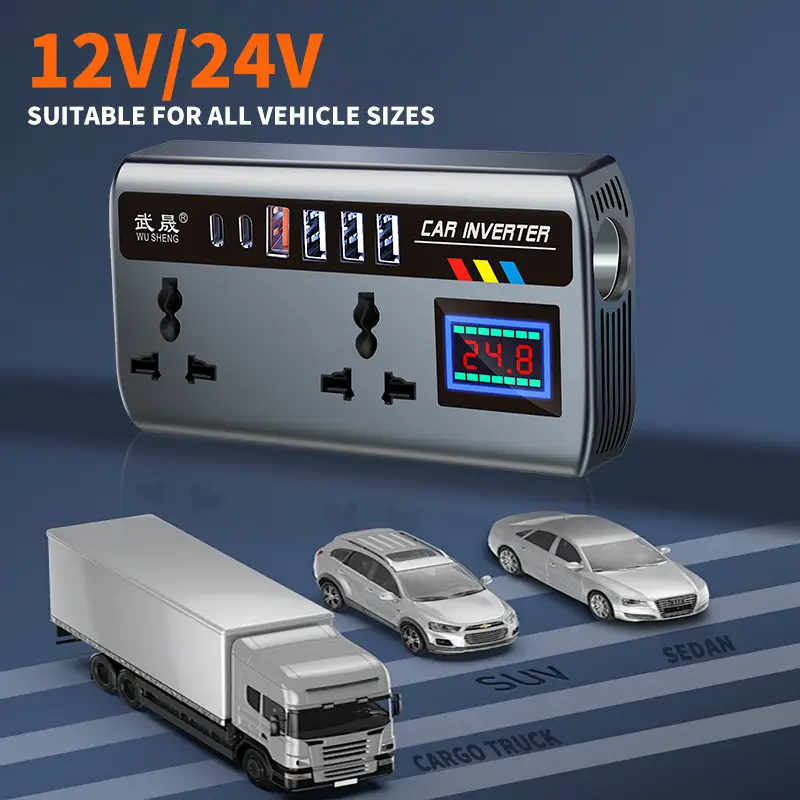 Universal 12-24V Car Inverter with 220V Load