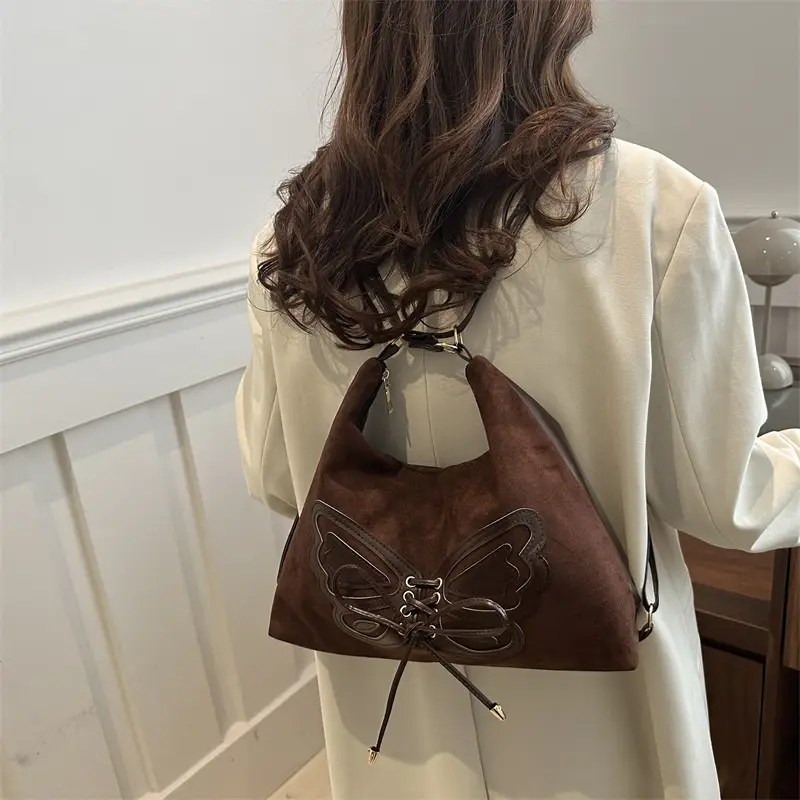 Brown Butterfly Crossbody Tote Bag for Women - Image 6