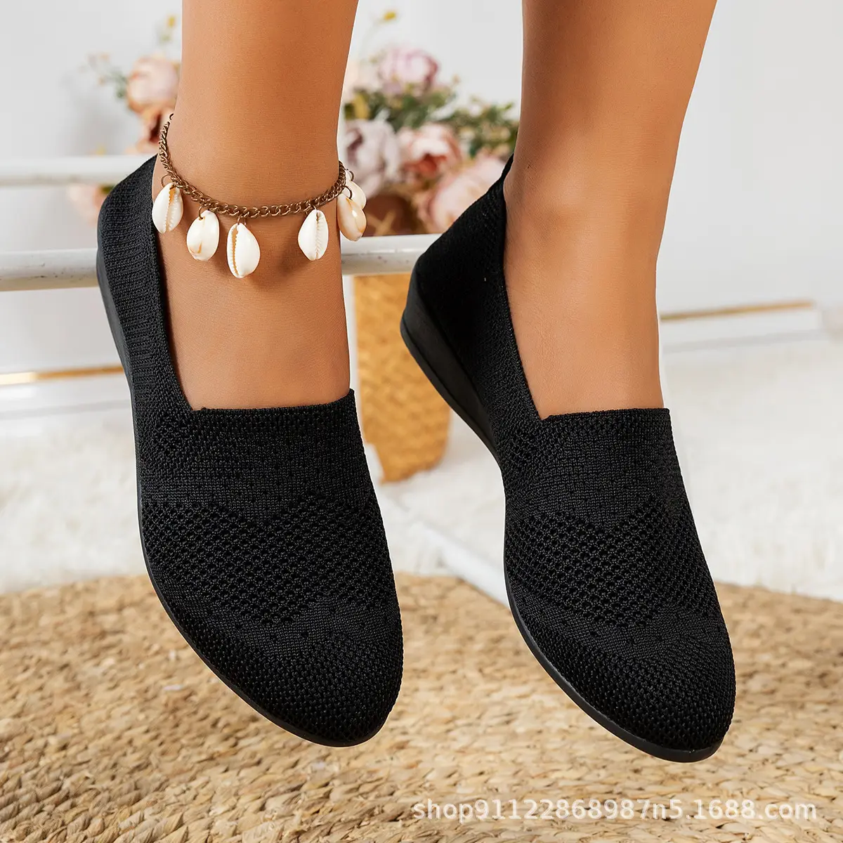 Women Black Mesh Slip-On Loafers Large 2025 Spring - Image 3