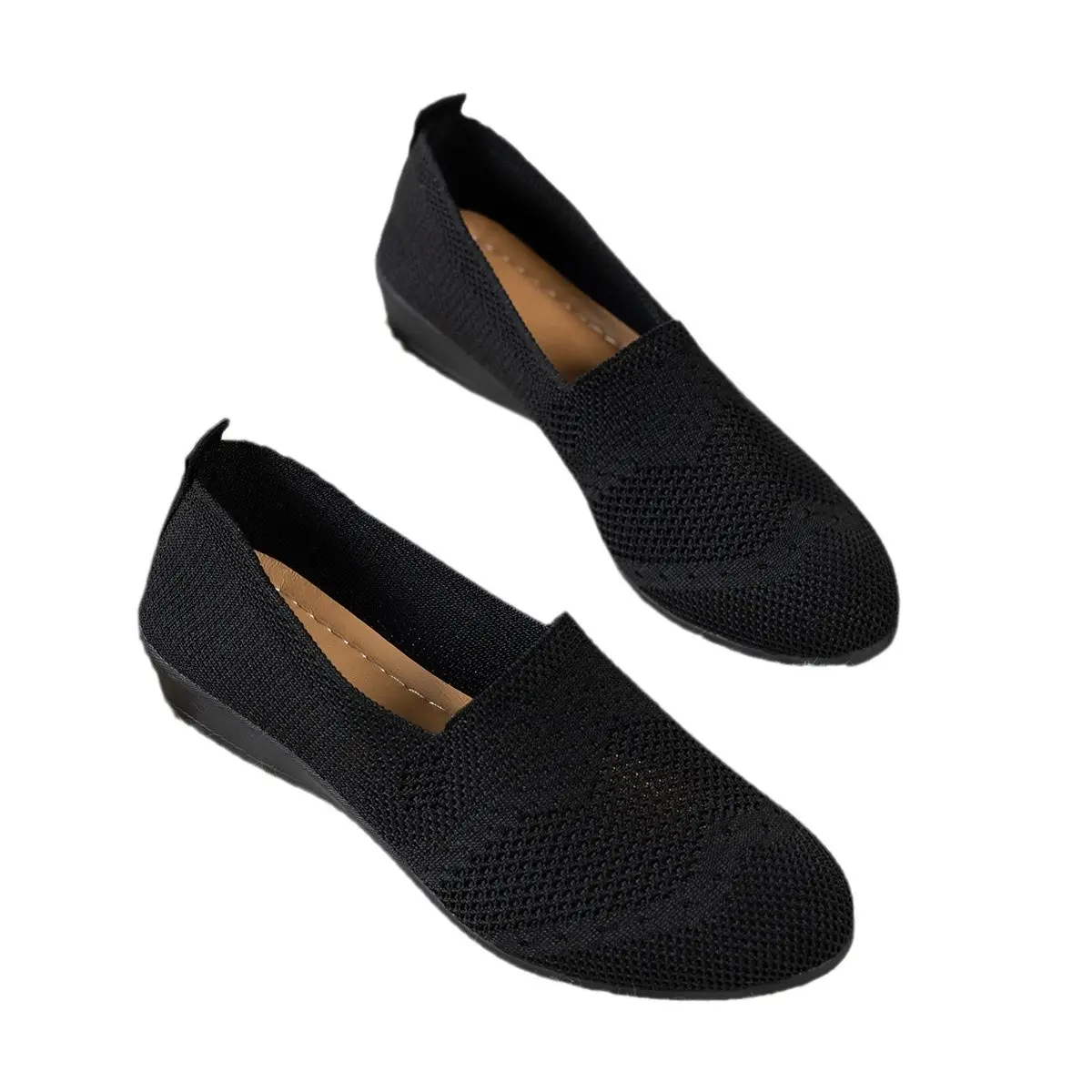 Women Black Mesh Slip-On Loafers Large 2025 Spring - Image 5