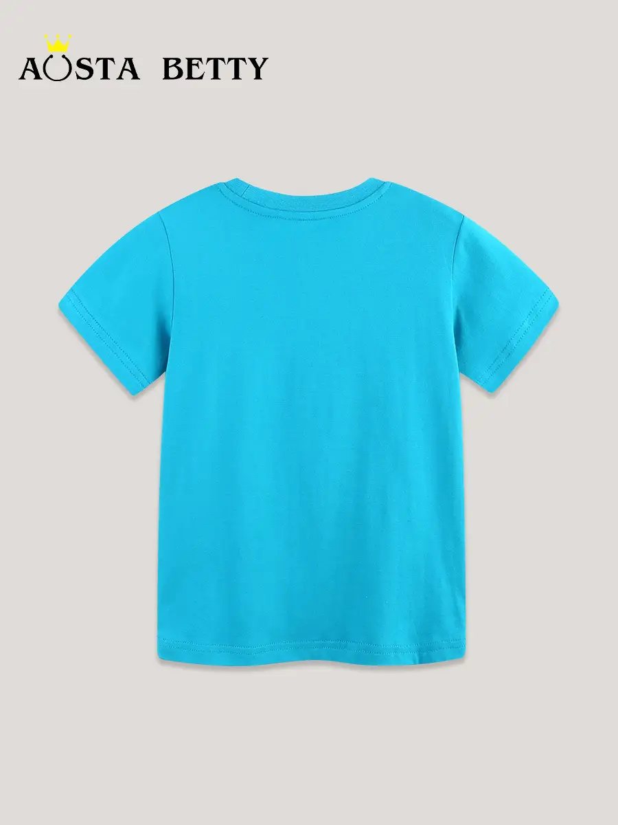 Boys T-Shirt Blue Rocket Print Knitted Cotton