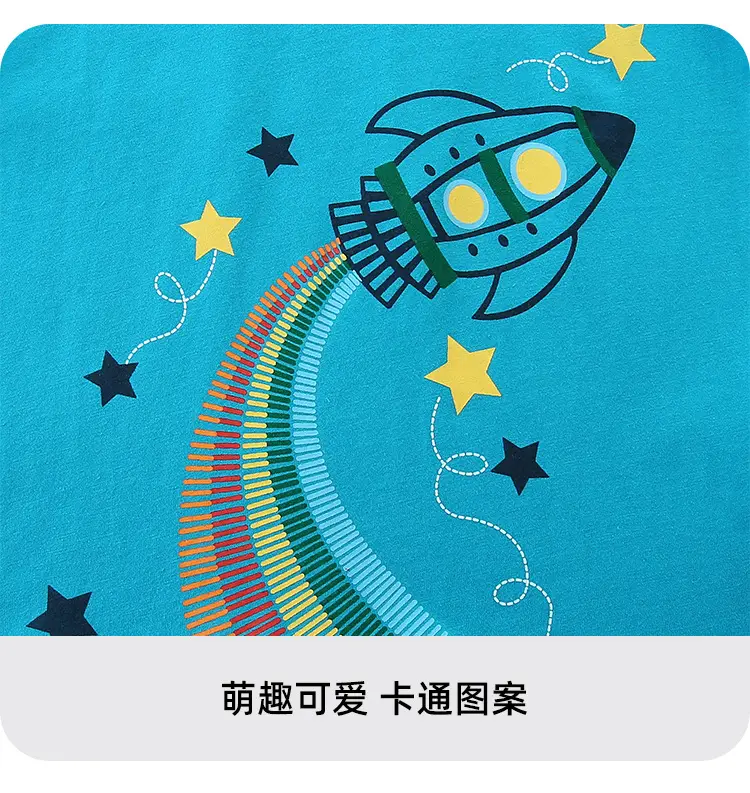 Boys T-Shirt Blue Rocket Print Knitted Cotton — feature 10