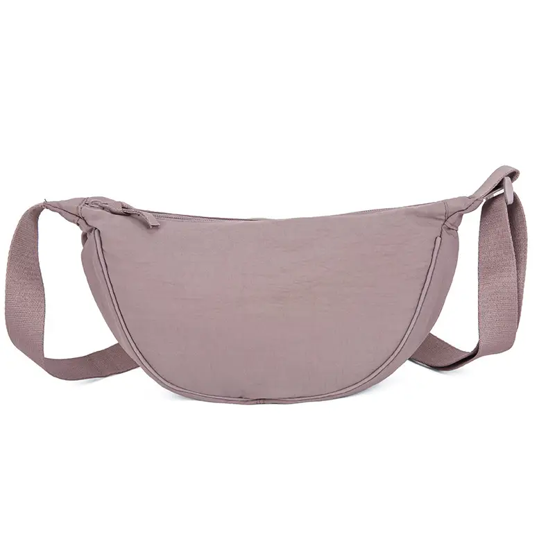 Pink Nylon Crossbody Bag for Women with Wide Strap