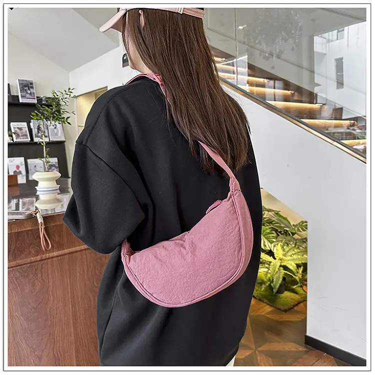 Pink Nylon Crossbody Bag for Women with Wide Strap — feature 10