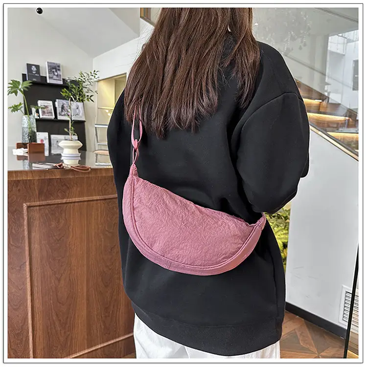 Pink Nylon Crossbody Bag for Women with Wide Strap — feature 14