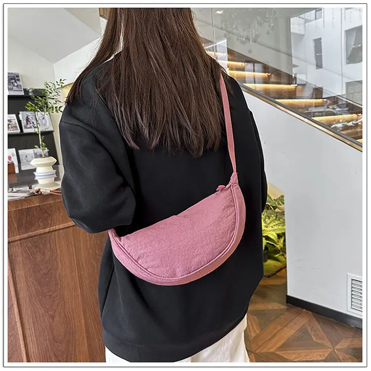 Pink Nylon Crossbody Bag for Women with Wide Strap — feature 15