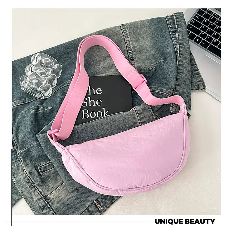 Pink Nylon Crossbody Bag for Women with Wide Strap — feature 31