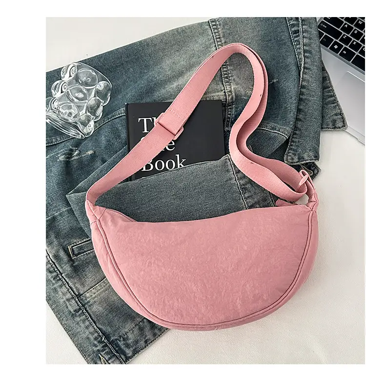 Pink Nylon Crossbody Bag for Women with Wide Strap — feature 33
