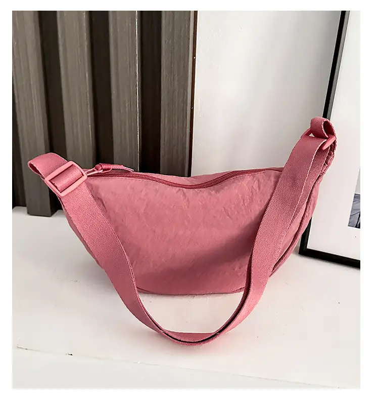 Pink Nylon Crossbody Bag for Women with Wide Strap — feature 37