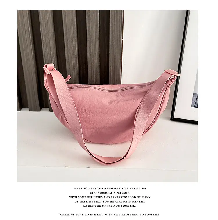 Pink Nylon Crossbody Bag for Women with Wide Strap — feature 40