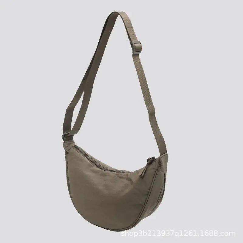 Pink Nylon Crossbody Bag for Women with Wide Strap