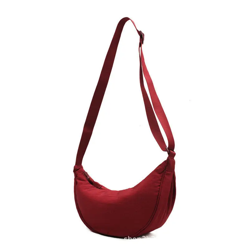 Pink Nylon Crossbody Bag for Women with Wide Strap