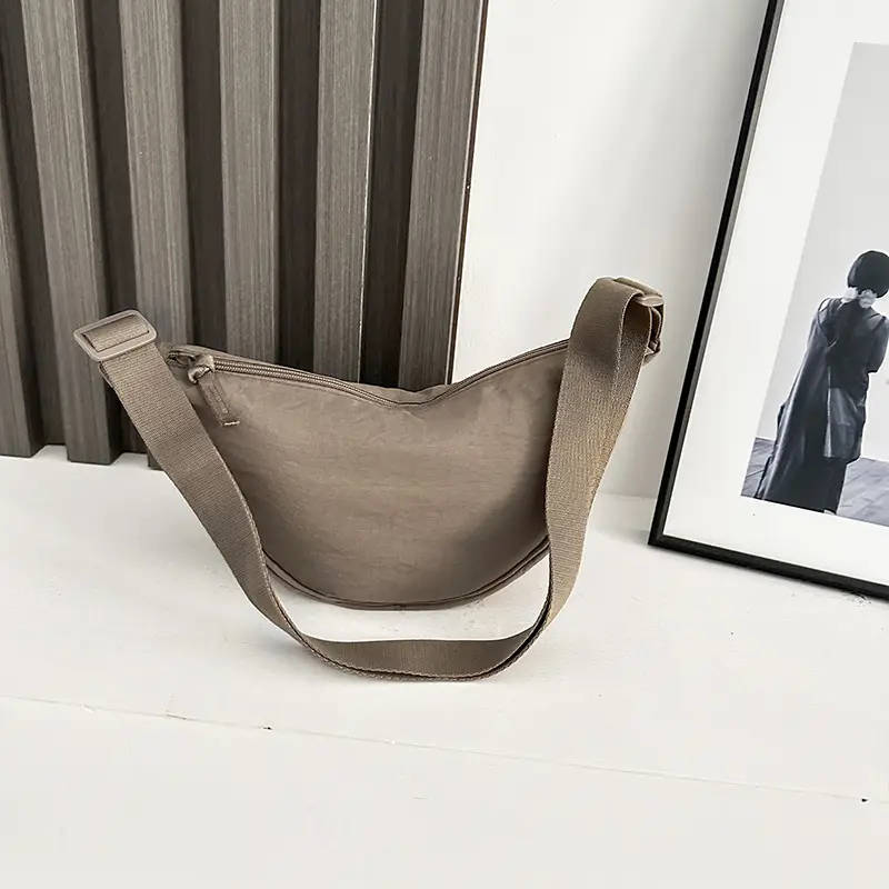 Pink Nylon Crossbody Bag for Women with Wide Strap