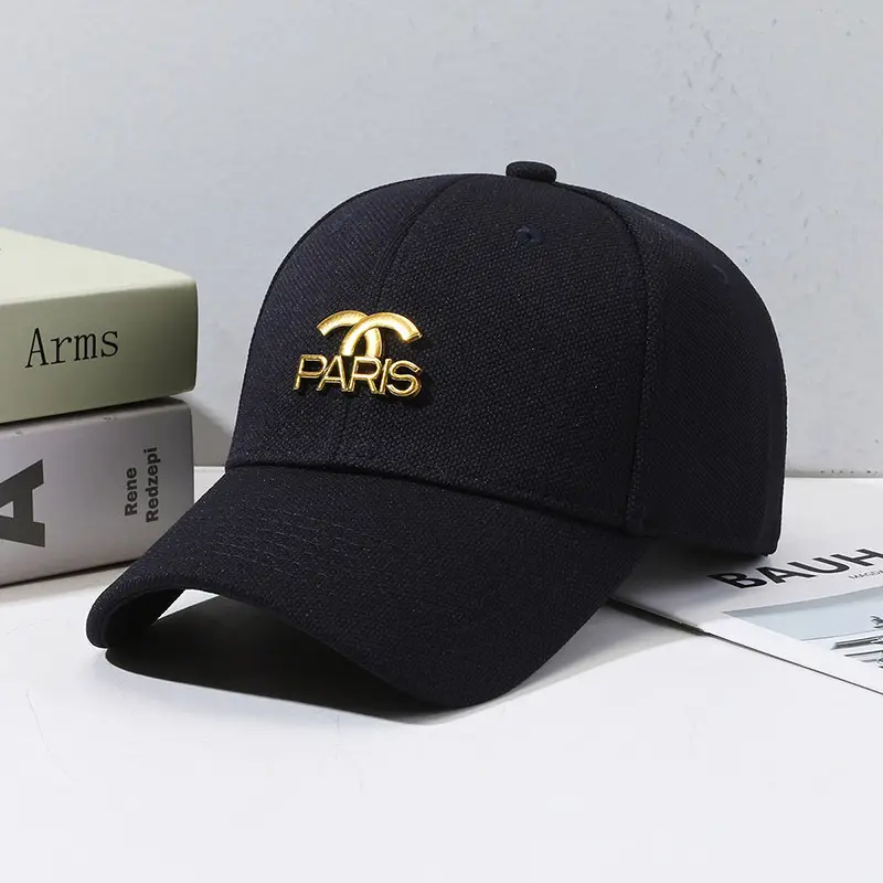 Black Paris Logo Baseball Cap with Pineapple Cloth - Image 6