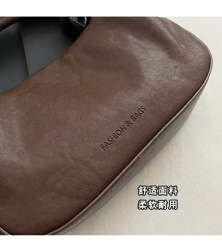 Women's Retro Pleated Shoulder Bag Brown 2024 — feature 5