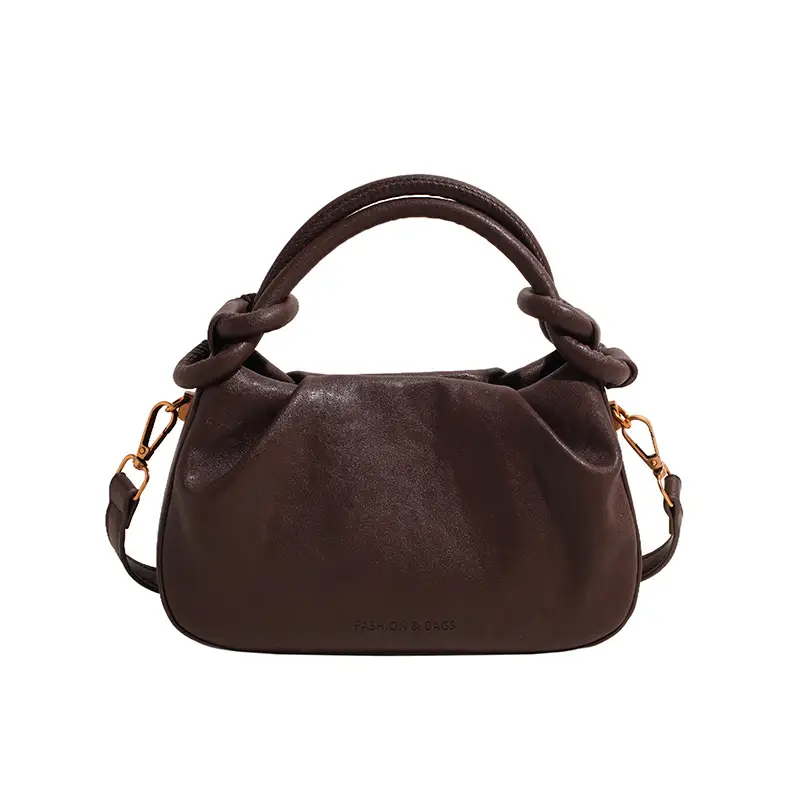 Women's Retro Pleated Shoulder Bag Brown 2024 - Image 3
