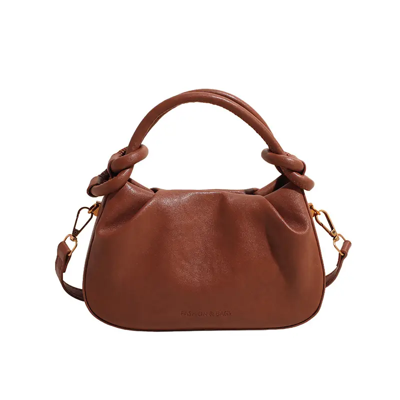 Women's Retro Pleated Shoulder Bag Brown 2024 - Image 4
