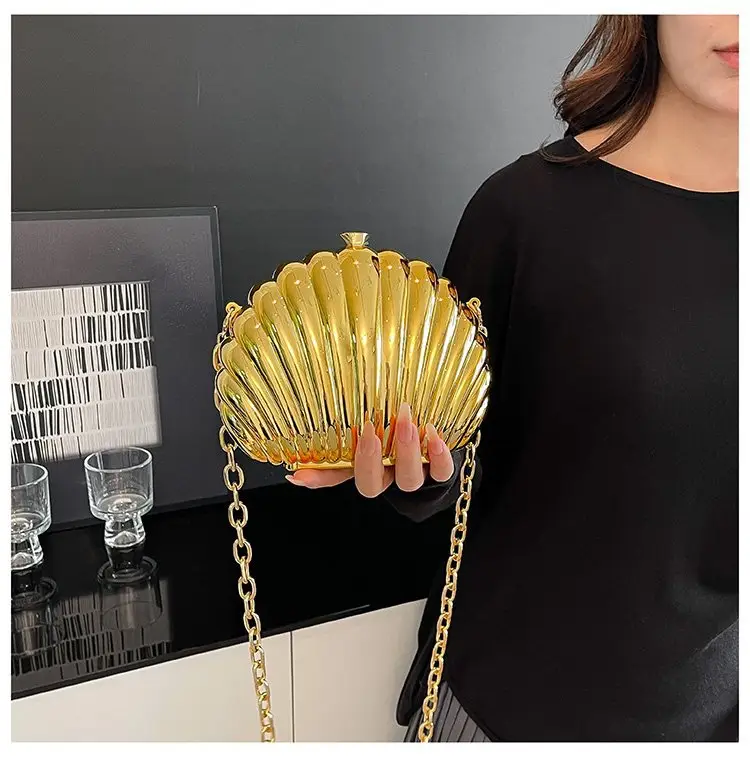 Evening Bags New Women Scallop Textured Mirror Shoulder Crossbody - Image 4