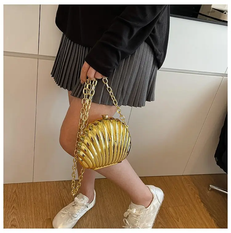 Evening Bags New Women Scallop Textured Mirror Shoulder Crossbody - Image 7