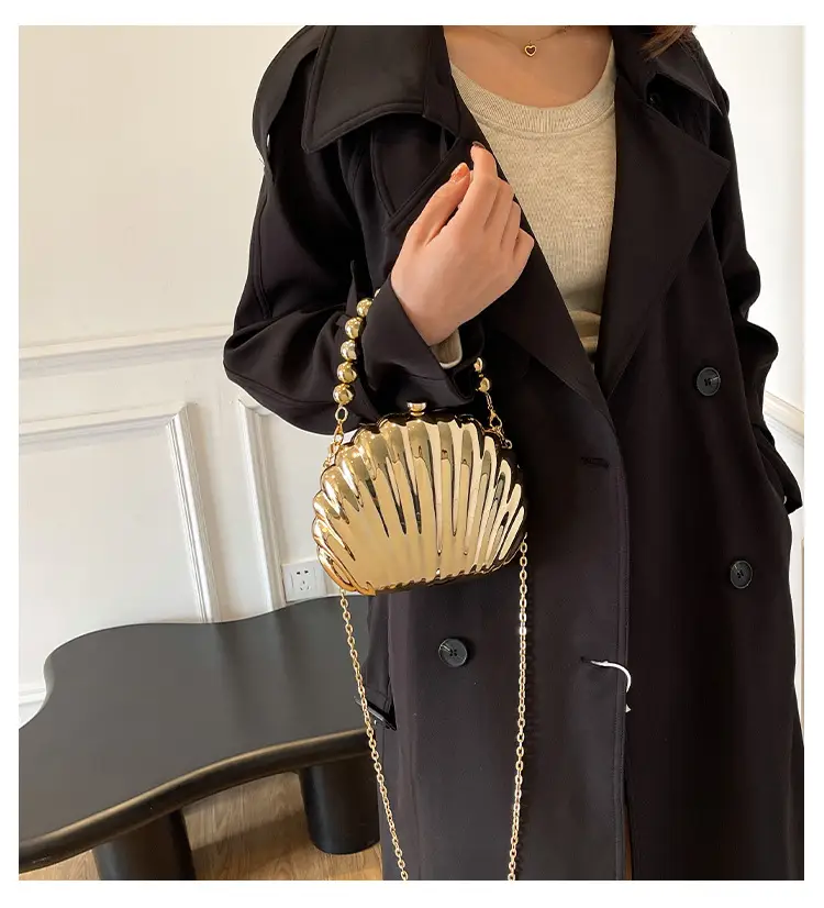 Evening Bags New Women Scallop Textured Mirror Shoulder Crossbody — feature 1