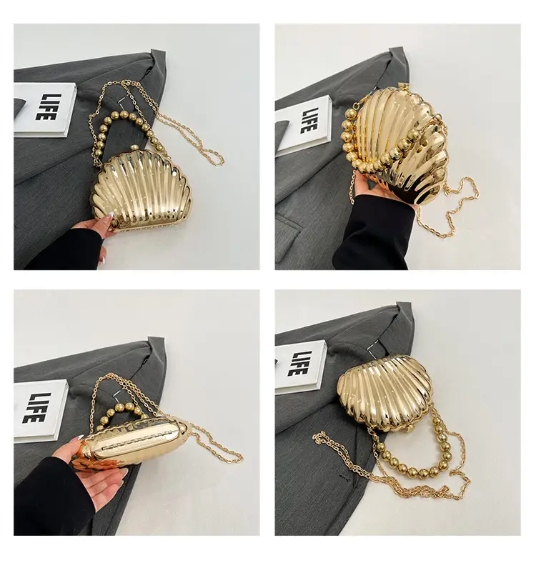 Evening Bags New Women Scallop Textured Mirror Shoulder Crossbody — feature 12