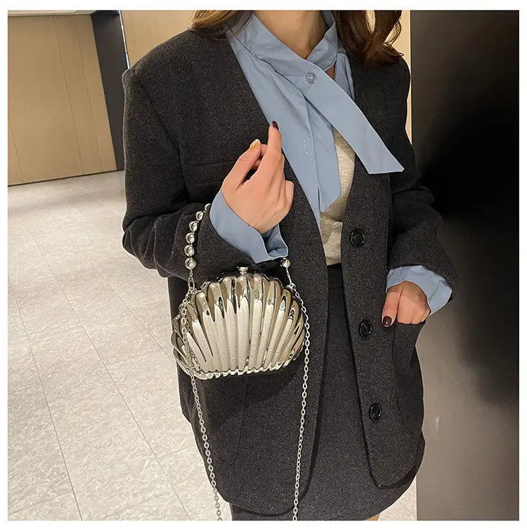 Evening Bags New Women Scallop Textured Mirror Shoulder Crossbody — feature 14