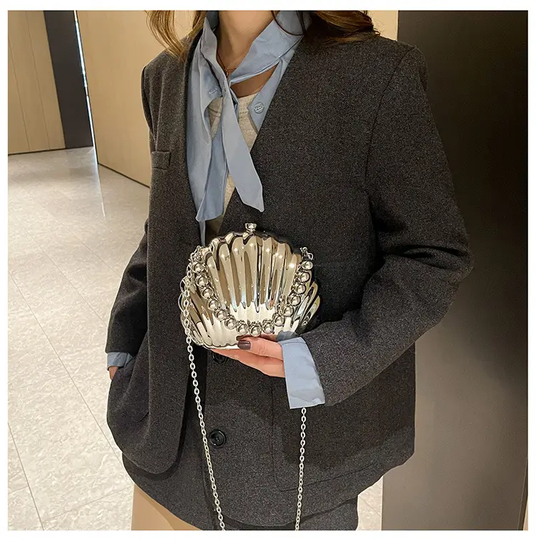 Evening Bags New Women Scallop Textured Mirror Shoulder Crossbody — feature 15