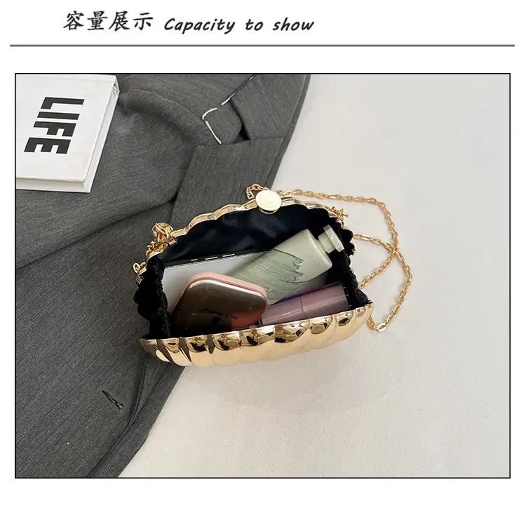 Evening Bags New Women Scallop Textured Mirror Shoulder Crossbody — feature 9