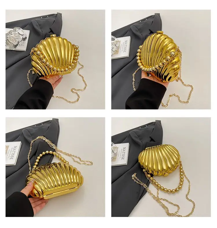 Evening Bags New Women Scallop Textured Mirror Shoulder Crossbody - Image 3