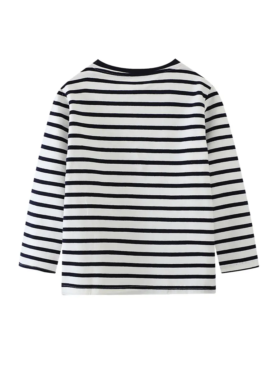 Boys Cotton Striped Long Sleeve T-Shirt with Dog Print - Image 3