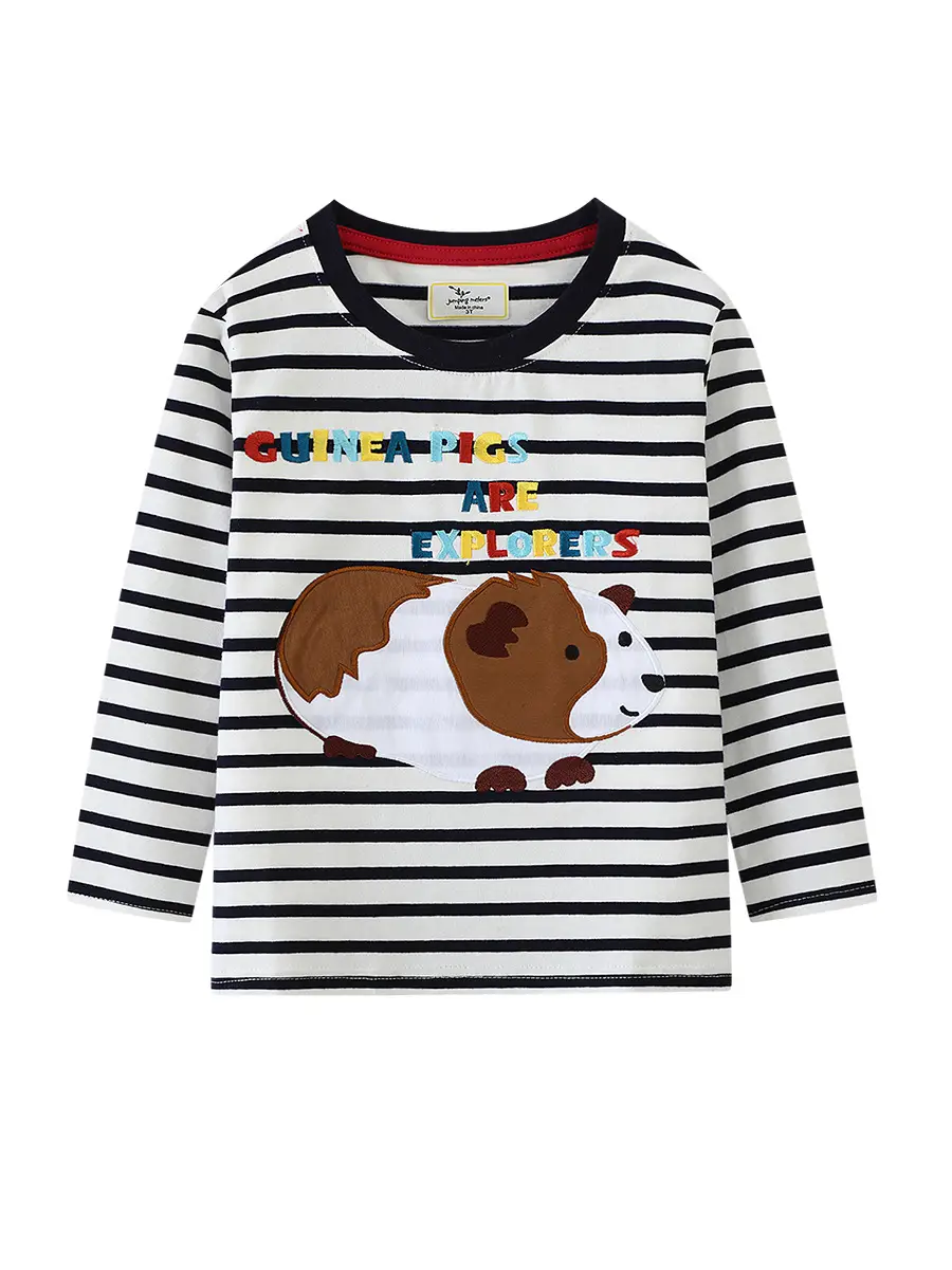 Boys Cotton Striped Long Sleeve T-Shirt with Dog Print - Image 6