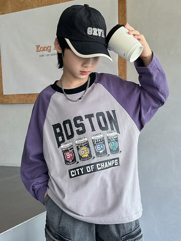Boys Long Sleeve Boston City of Camels T-Shirt Purple