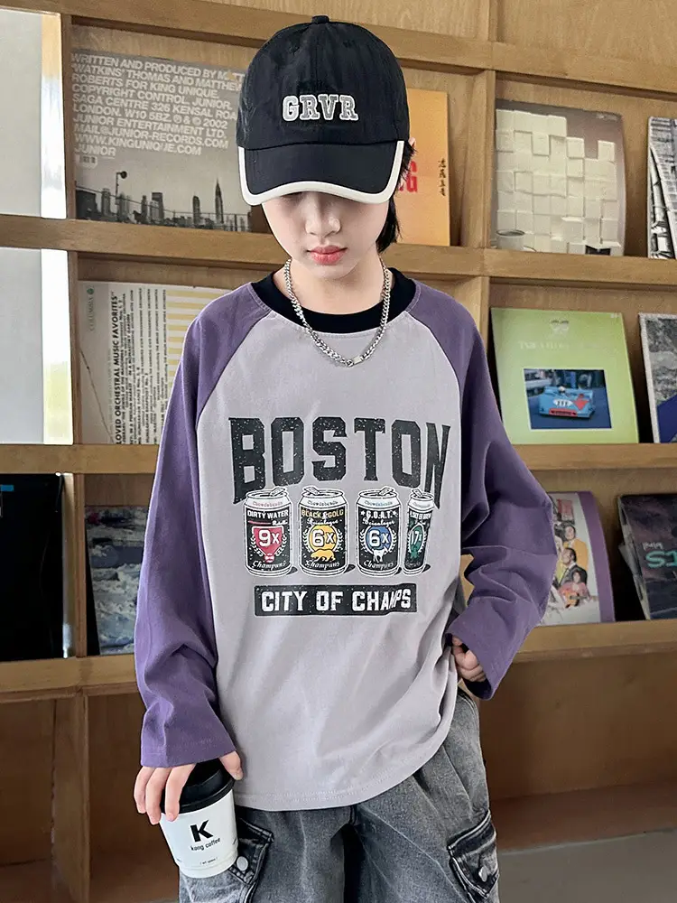 Boys Long Sleeve Boston City of Camels T-Shirt Purple