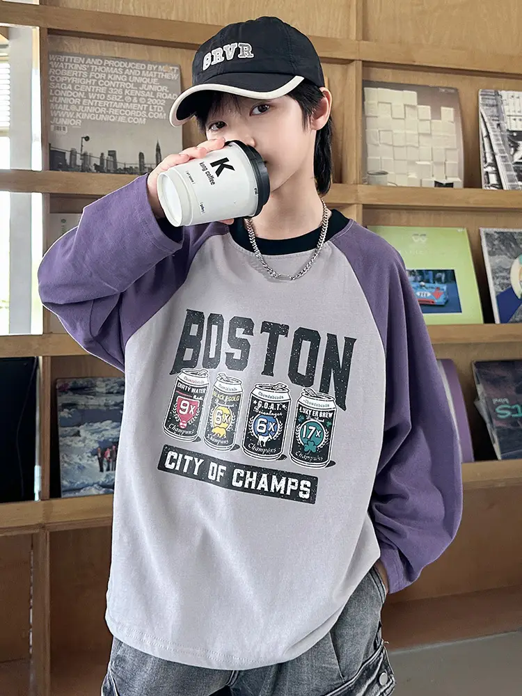Boys Long Sleeve Boston City of Camels T-Shirt Purple