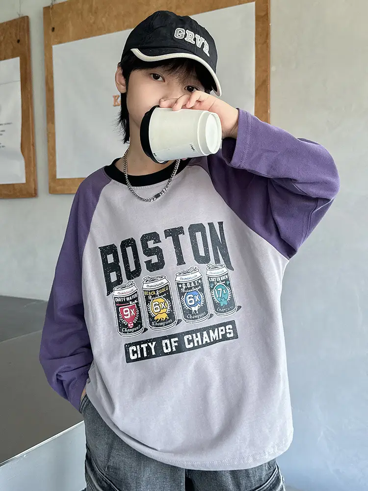 Boys Long Sleeve Boston City of Camels T-Shirt Purple