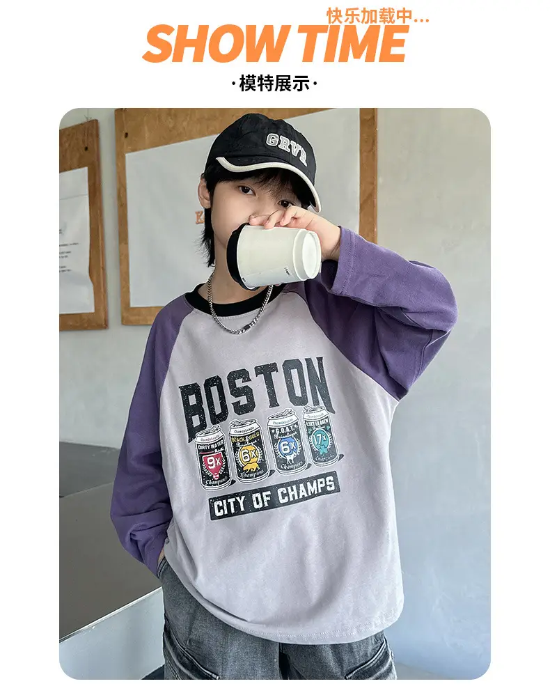 Boys Long Sleeve Boston City of Camels T-Shirt Purple — feature 16
