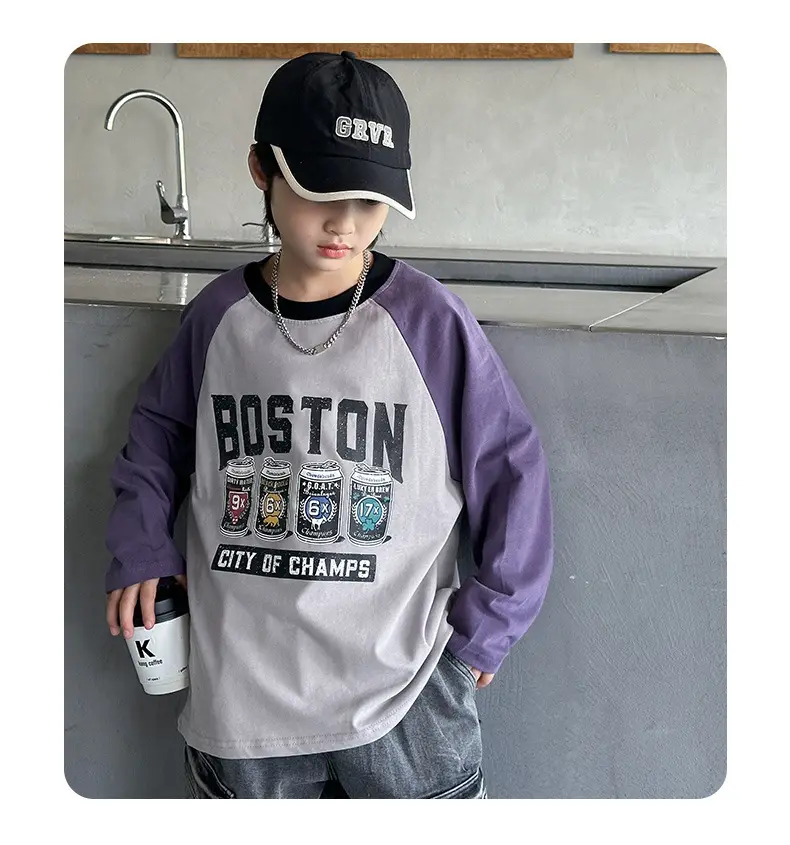 Boys Long Sleeve Boston City of Camels T-Shirt Purple — feature 19