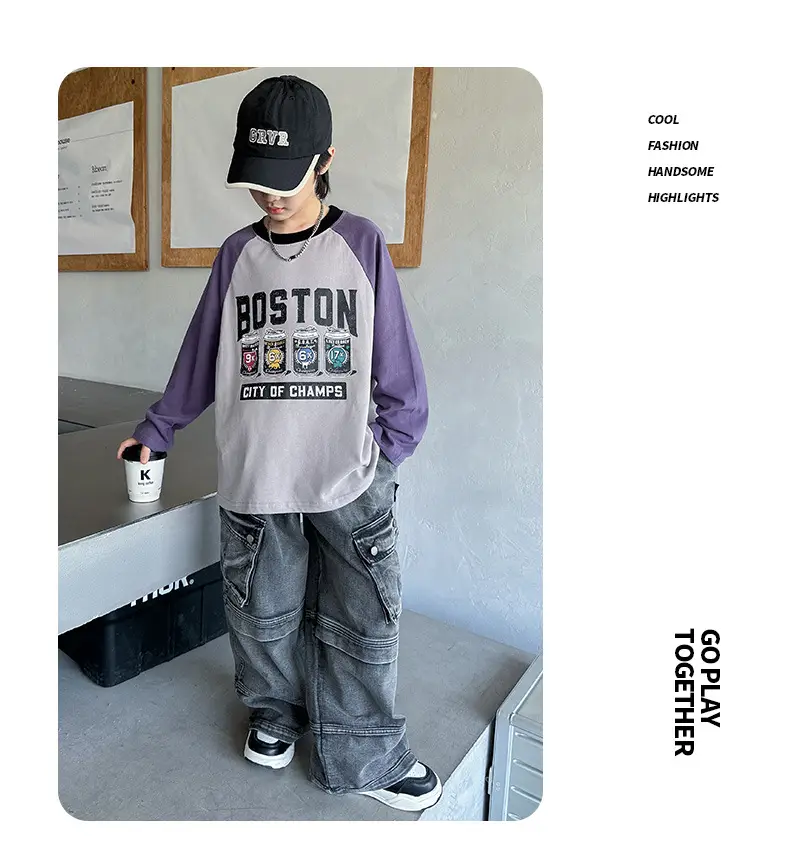 Boys Long Sleeve Boston City of Camels T-Shirt Purple — feature 20